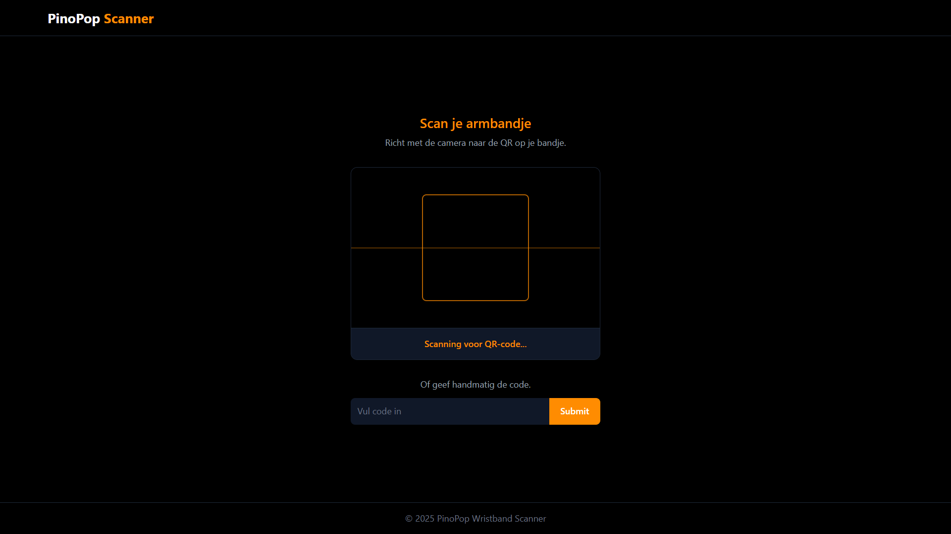 Pinopop vrijwillegers armbandscanner